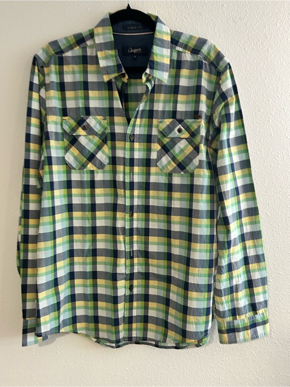 Chevignon Classic Plaid Button-Down Shirt - Green & Blue